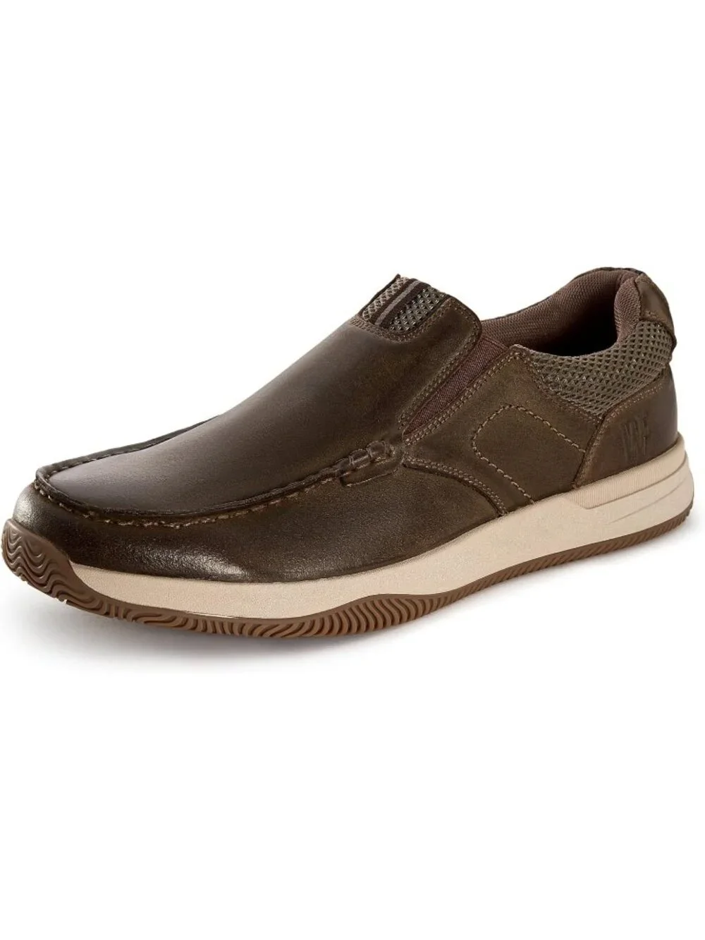 Men's Brown Slip On Leather Loafers Shoes Breathable Mesh Casual Moc